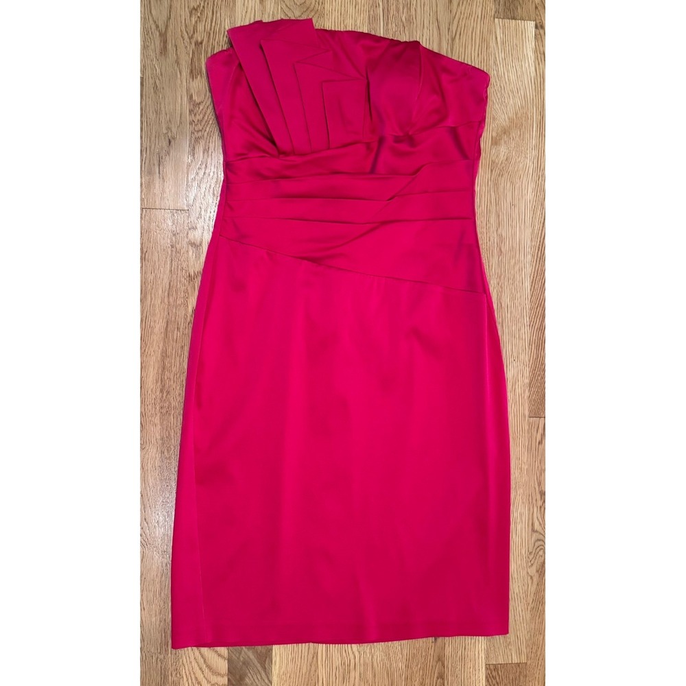 Roulette Strapless Cocktail Dress Womens 6 Pink Origami Pleated Homecoming